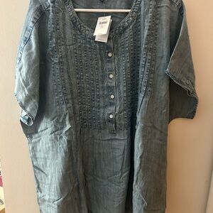 J. Jill Blue Denim Button-Up Top
